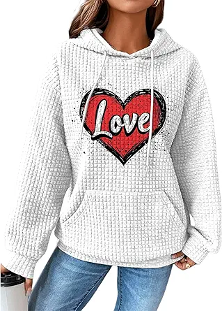 Rushmode Heart Print Waffle Hoodie